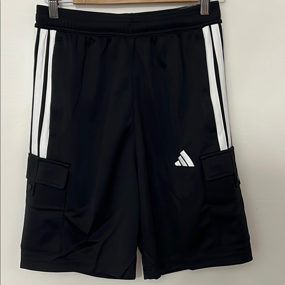 NWT Small Tall adidas TIRO Men's 9" Cargo Shorts – Black/White, Moisture-Wicking